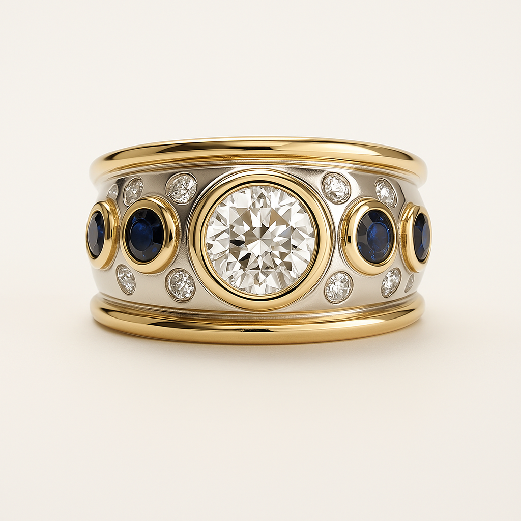 Vintage-Goldring mit Zirkonia-Einlage