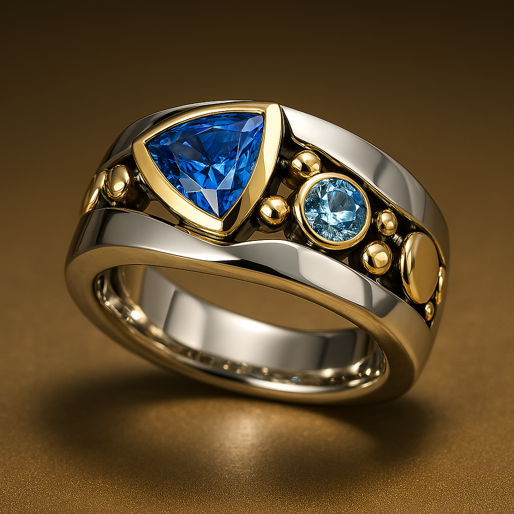 Vintage-Ring aus Blauem Kristall