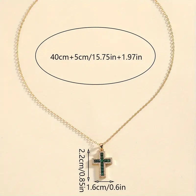 Collier Anhänger Kreuz Smaragd Solène | Gold
