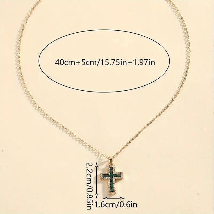 Collier Anhänger Kreuz Smaragd Solène | Gold