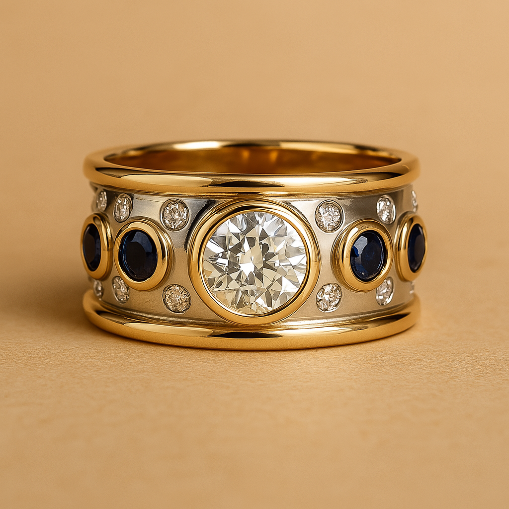 Vintage-Goldring mit Zirkonia-Einlage