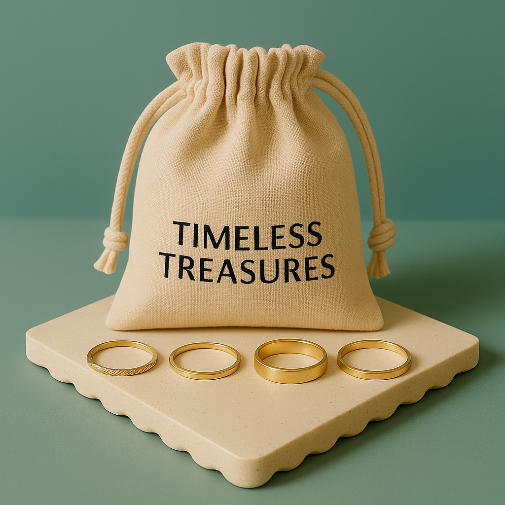 Vintage-Silberring mit Türkisglas - Elegantes Set