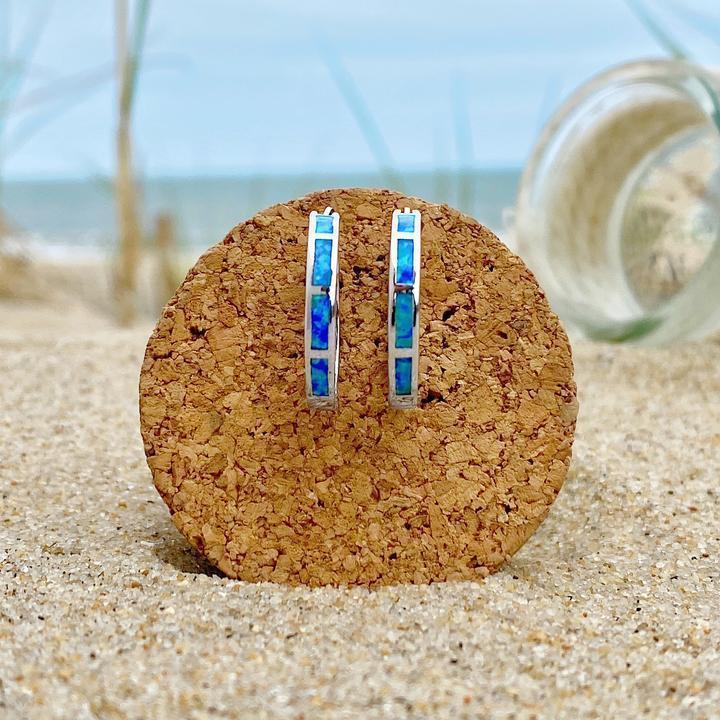 Ohrringe aus Silber mit blauer opaliner Ocean-Opal