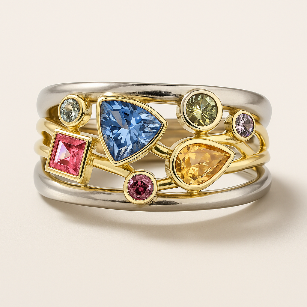 Vintage-Ring aus farbiger Zirkonia