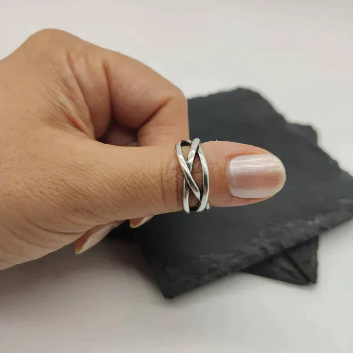 Verstellbarer Breiter Silberring