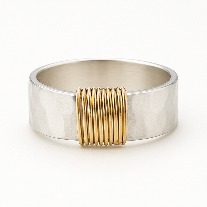 Vintage Silberring mit Goldfäden